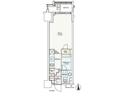 カスタリア麻布十番2(ワンルーム/3階)の間取り写真