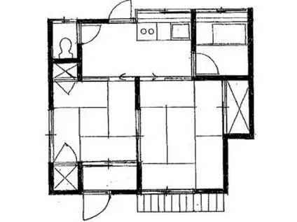 東武伊勢崎・大師線 新田駅(埼玉) 徒歩7分 1階建 築56年(2K)の間取り写真