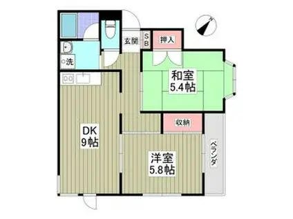 ベルハイム白金(2DK/3階)の間取り写真