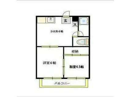 第一・第二東明ハイツ(2SDK/1階)の間取り写真