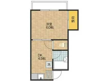 ロックウェル稲荷町(1K/2階)の間取り写真