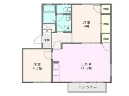 プライム ピュア C(2LDK/2階)の間取り写真