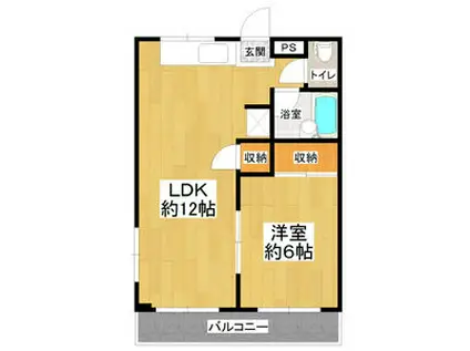 プルニエハイツ(1LDK/2階)の間取り写真