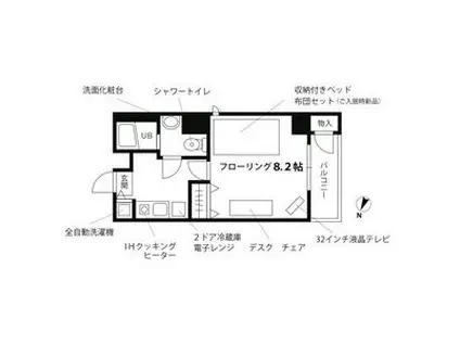 プチグランデ駒形(1K/8階)の間取り写真