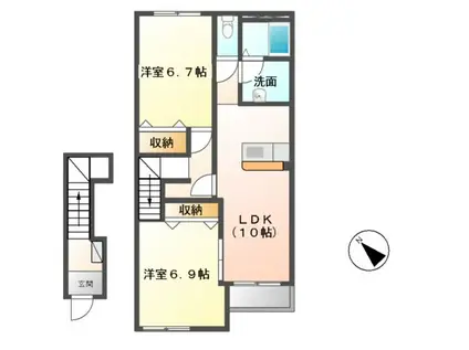 ル・ピュール(2LDK/2階)の間取り写真