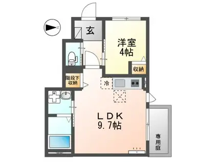 調布市富士見町2丁目アパート(1LDK/1階)の間取り写真