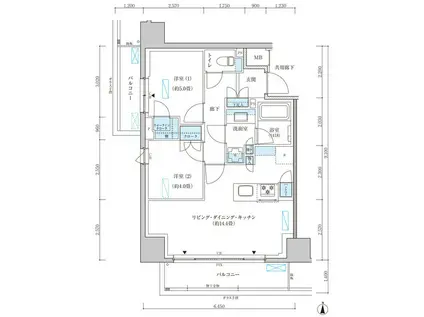 パークアクシス池袋イースト(2LDK/10階)の間取り写真
