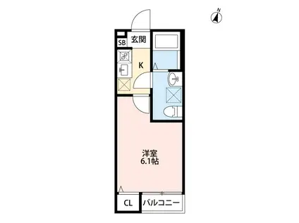 ローレルハウス大久保(1K/1階)の間取り写真