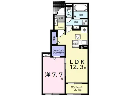 ウルルⅠ(1LDK/1階)の間取り写真