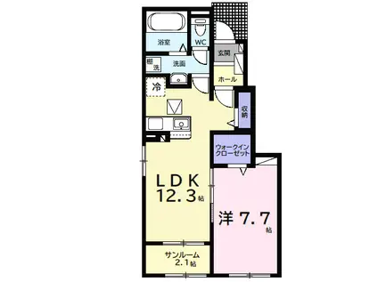 ウルルⅠ(1LDK/1階)の間取り写真