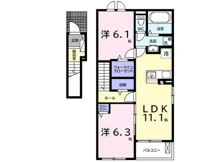 ウルルⅠ(2LDK/2階)の間取り写真