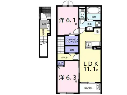 ウルルⅠ(2LDK/2階)の間取り写真
