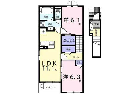 ウルルⅠ(2LDK/2階)の間取り写真