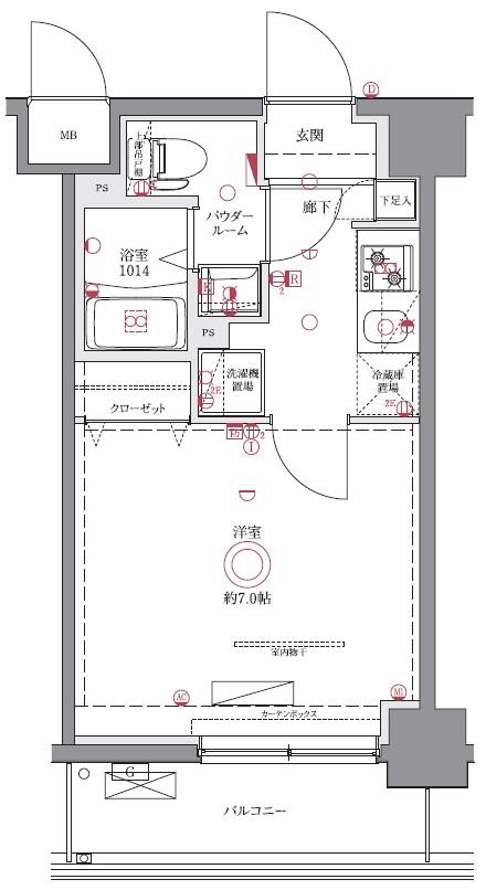 GENOVIA西川口Ⅱ(1K/5階)の間取り写真