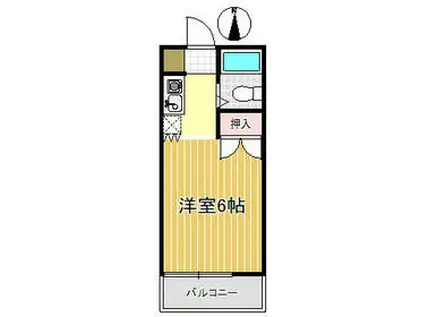 カレッジハウスⅠ(ワンルーム/2階)の間取り写真