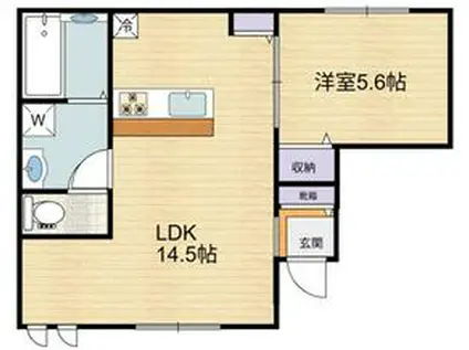 エリシオン狛江(1LDK/1階)の間取り写真