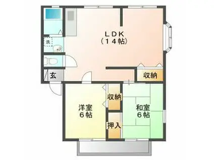 グランドール柏南 D棟(2LDK/2階)の間取り写真