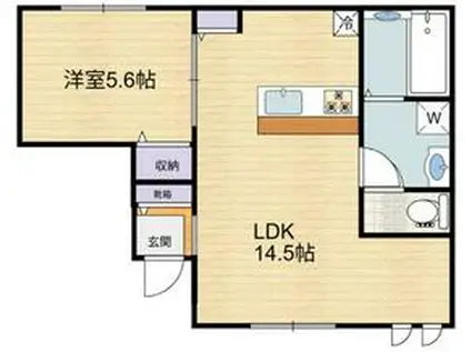 エリシオン狛江(1LDK/1階)の間取り写真