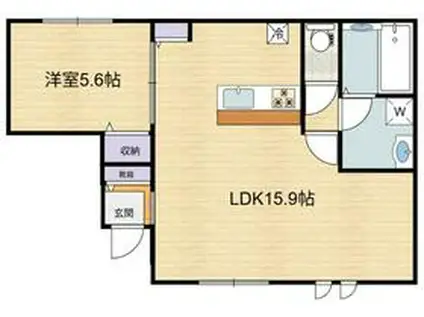 エリシオン狛江(1LDK/1階)の間取り写真
