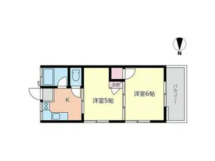 ヒルズ梶山(2K/1階)の間取り写真