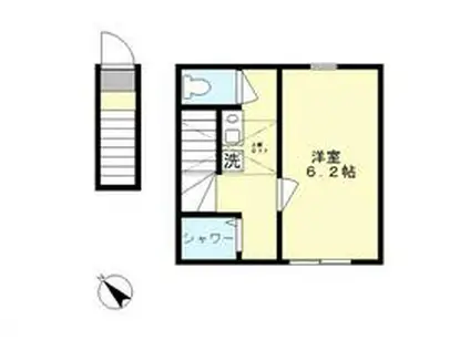 ショコラⅥ(1K/2階)の間取り写真