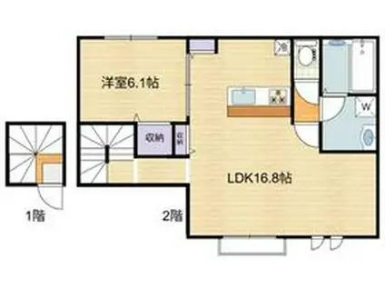エリシオン狛江(1LDK/2階)の間取り写真