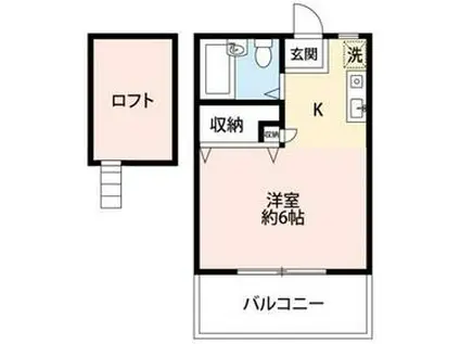 メゾン林間(ワンルーム/2階)の間取り写真