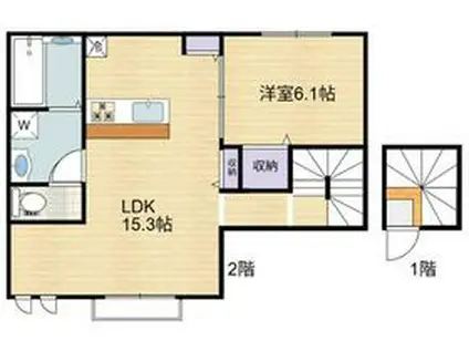 エリシオン狛江(1LDK/2階)の間取り写真