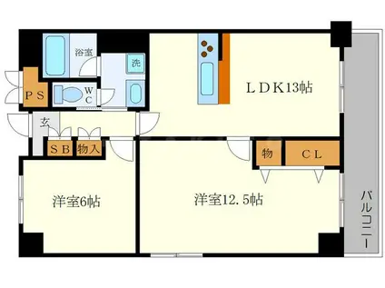 アパルトマン北千里(2LDK/3階)の間取り写真