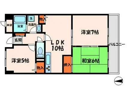 GEパークサイド(3LDK/3階)の間取り写真