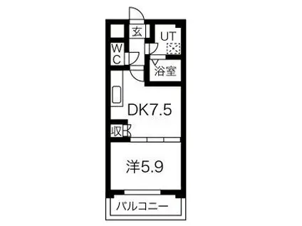 アスペン(1DK/3階)の間取り写真