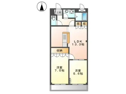ウイングヒルズながしの一番館(2LDK/3階)の間取り写真