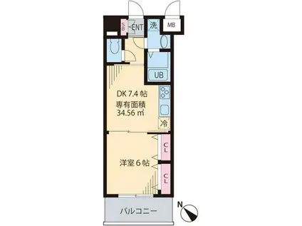 ルーチェ茗荷谷(1DK/6階)の間取り写真