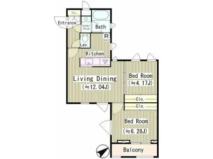 西馬込テラスコート(2LDK/2階)の間取り写真