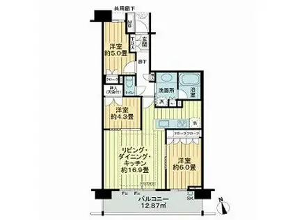パークホームズ柏サンク(3LDK/2階)の間取り写真