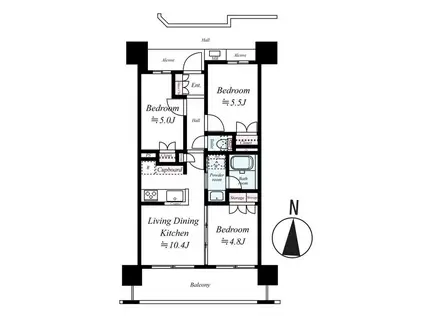 ウィルローズ梅島クオーレ(3LDK/7階)の間取り写真