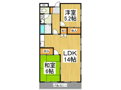 セゾンコート1-9(2LDK/3階)の間取り写真