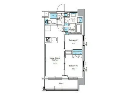 ルフォンプログレ押上イースト(2LDK/6階)の間取り写真