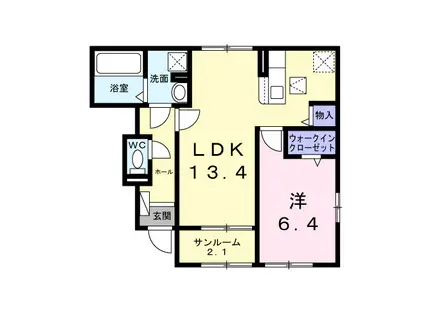 ベルメゾン(1LDK/1階)の間取り写真