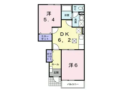 グリーン・コートⅡ(2DK/1階)の間取り写真