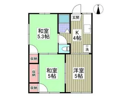 コーポたちばなB(3K/1階)の間取り写真