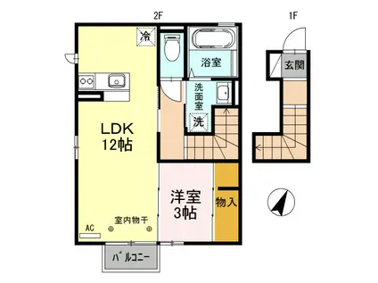 アンジュール A(1LDK/2階)の間取り写真