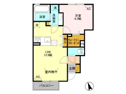 エトワール古瀧Ⅰ(1LDK/1階)の間取り写真