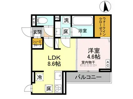 VERDE(1LDK/1階)の間取り写真