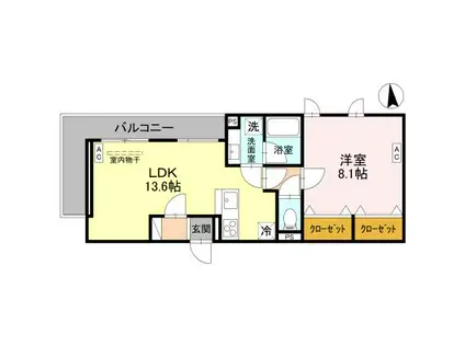 VERDE(1LDK/2階)の間取り写真