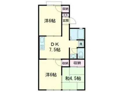 パレス北越谷Ⅰ(3DK/1階)の間取り写真