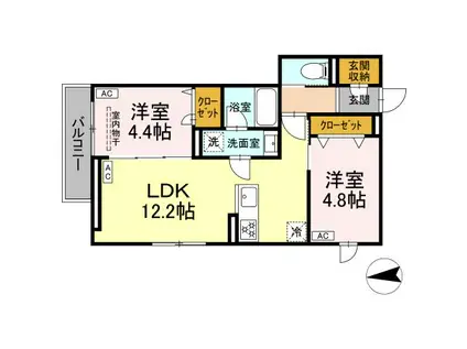 セレスティア六町Ⅳ(2LDK/2階)の間取り写真