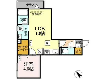 セレスティア堀切Ⅱ Ⅱ(1LDK/1階)の間取り写真