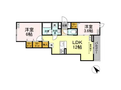 セレスティア堀切Ⅱ Ⅱ(2LDK/3階)の間取り写真