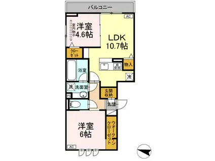 D-ROOM長泉町下土狩ⅡPJ(2LDK/2階)の間取り写真